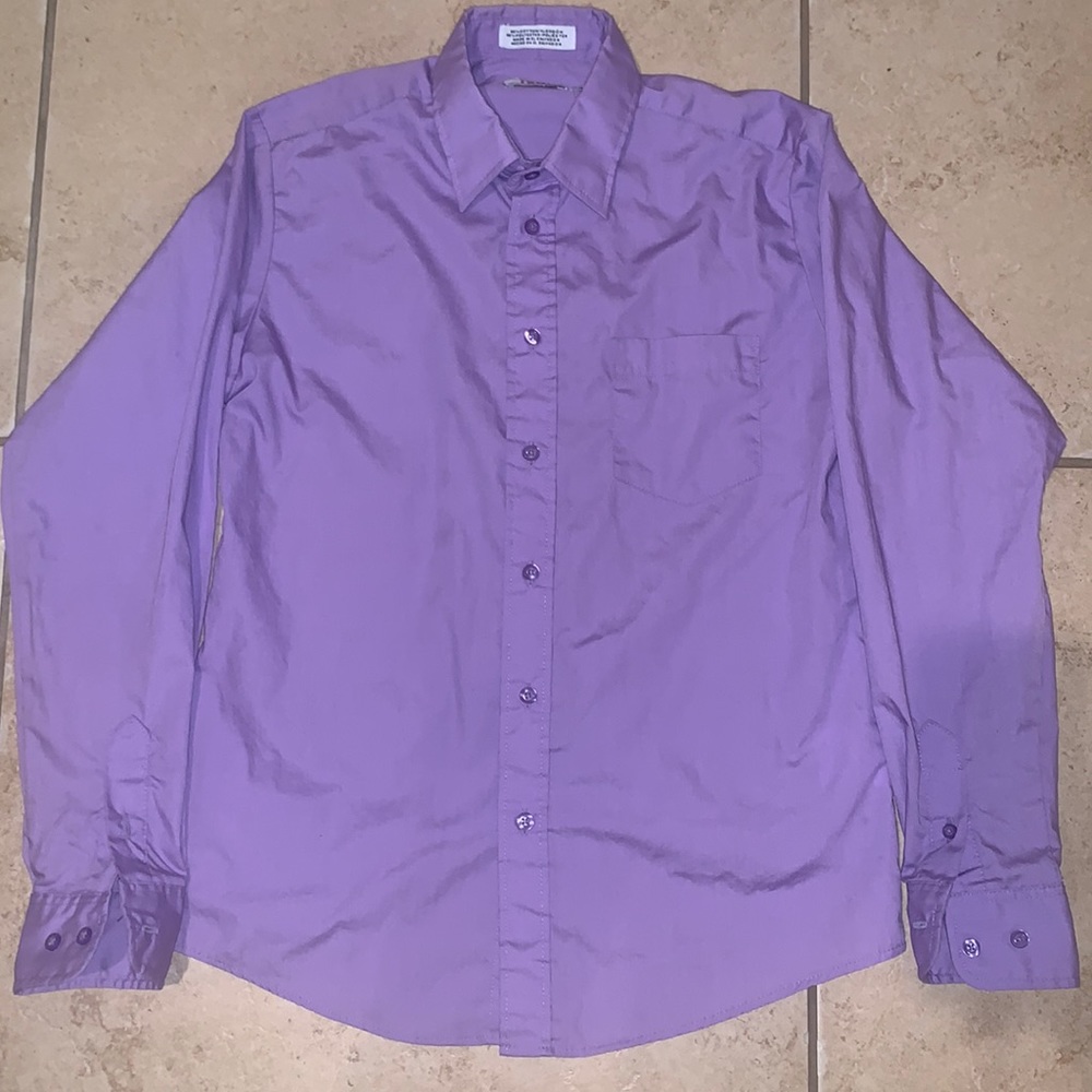 Boys purple dress button up shirt.